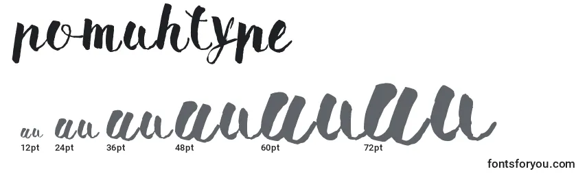 Größen der Schriftart PomahType