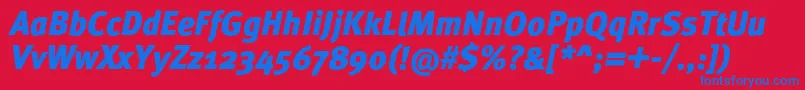 MetaproBlackitalic Font – Blue Fonts on Red Background