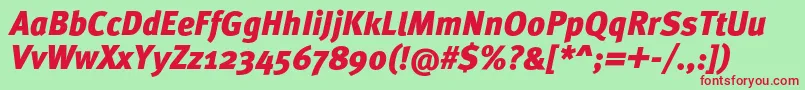 MetaproBlackitalic Font – Red Fonts on Green Background