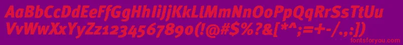 MetaproBlackitalic Font – Red Fonts on Purple Background