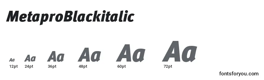 Größen der Schriftart MetaproBlackitalic