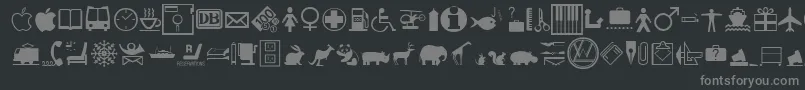 フォントInterDingbatsFc – 黒い背景に灰色の文字