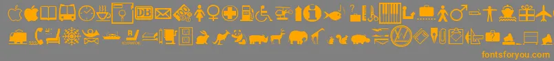 InterDingbatsFc-Schriftart – Orangefarbene Schriften auf grauem Hintergrund