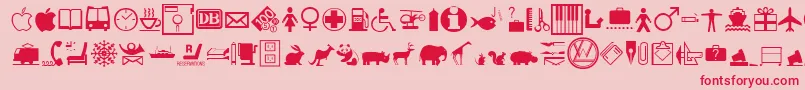 InterDingbatsFc-Schriftart – Rote Schriften auf rosa Hintergrund