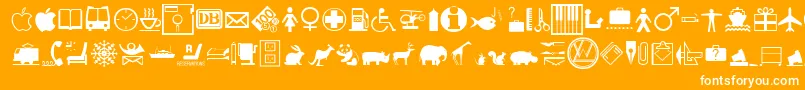InterDingbatsFc-Schriftart – Weiße Schriften auf orangefarbenem Hintergrund