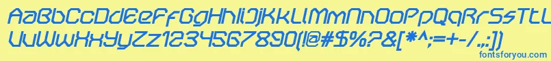 OricneoBolditalic Font – Blue Fonts on Yellow Background