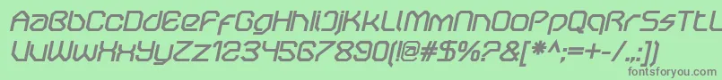 フォントOricneoBolditalic – 緑の背景に灰色の文字