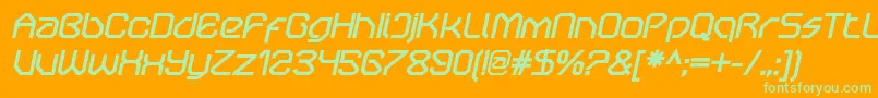 OricneoBolditalic Font – Green Fonts on Orange Background