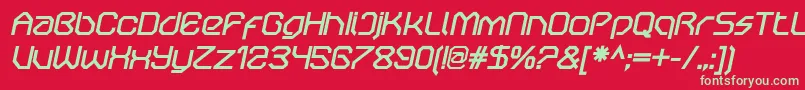 OricneoBolditalic Font – Green Fonts on Red Background
