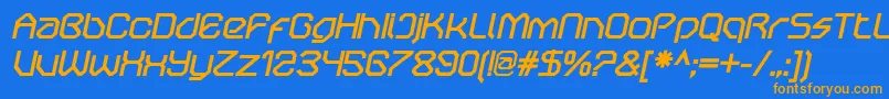 OricneoBolditalic Font – Orange Fonts on Blue Background