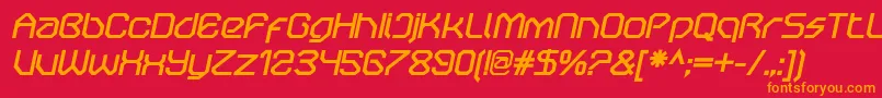 OricneoBolditalic Font – Orange Fonts on Red Background