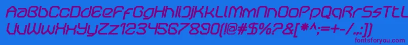 OricneoBolditalic Font – Purple Fonts on Blue Background