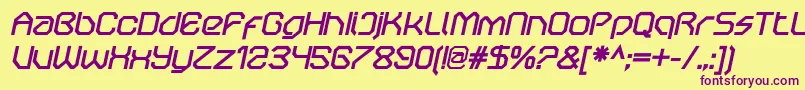 OricneoBolditalic Font – Purple Fonts on Yellow Background