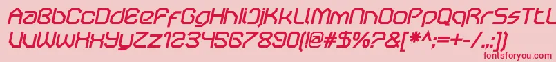 Czcionka OricneoBolditalic – czerwone czcionki na różowym tle