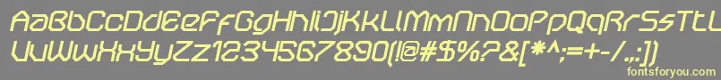 OricneoBolditalic-Schriftart – Gelbe Schriften auf grauem Hintergrund