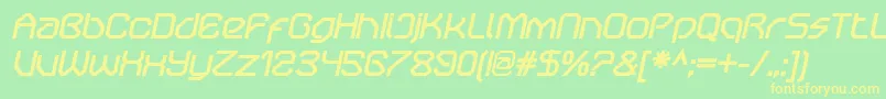 OricneoBolditalic Font – Yellow Fonts on Green Background