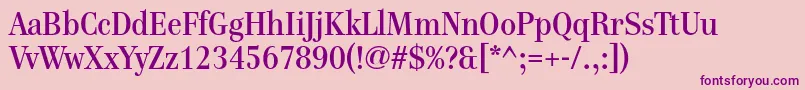 Weitere Informationen zur Genremedium-Schriftart Genremedium-Schriftart – Violette Schriften auf rosa Hintergrund