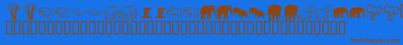 フォントKrRachelsElephants – 茶色の文字が青い背景にあります。