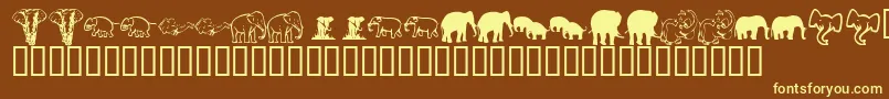 KrRachelsElephants-Schriftart – Gelbe Schriften auf braunem Hintergrund