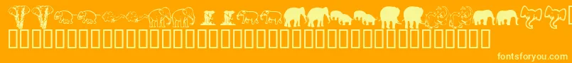 KrRachelsElephants-Schriftart – Gelbe Schriften auf orangefarbenem Hintergrund