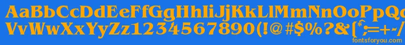 フォントBenjaminserifBold – オレンジ色の文字が青い背景にあります。