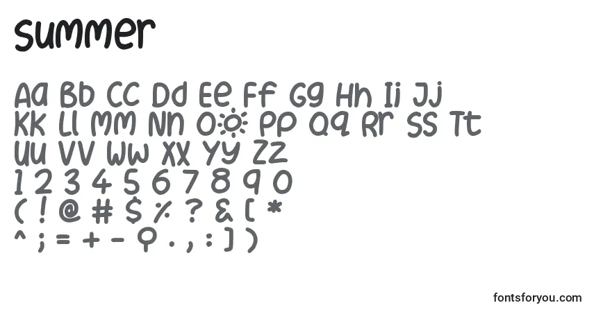 Шрифт Summer – алфавит, цифры, специальные символы