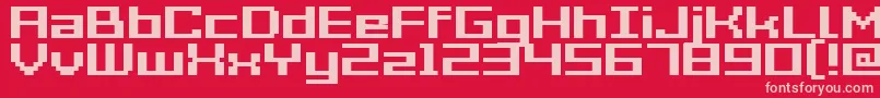 Fonte Acme7WideBold – fontes rosa em um fundo vermelho
