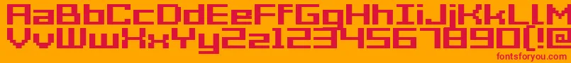 Fonte Acme7WideBold – fontes vermelhas em um fundo laranja