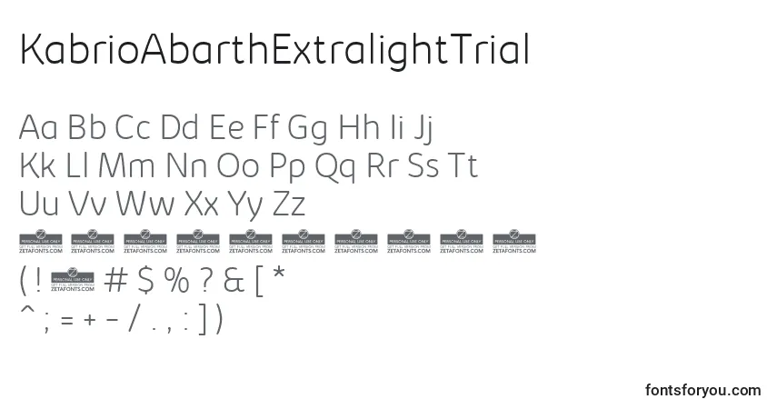 KabrioAbarthExtralightTrialフォント–アルファベット、数字、特殊文字