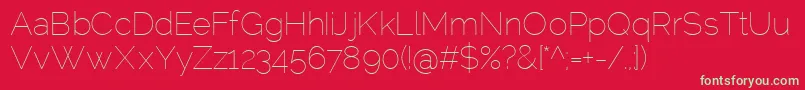 フォントRalewayThin – 赤い背景に緑の文字