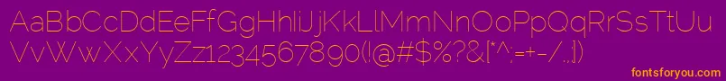 RalewayThin-Schriftart – Orangefarbene Schriften auf violettem Hintergrund
