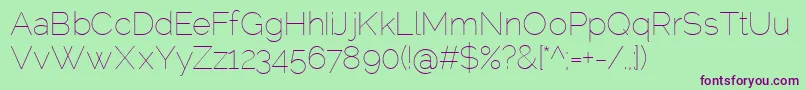 RalewayThin Font – Purple Fonts on Green Background