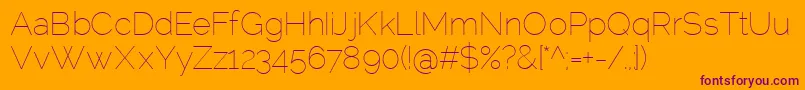 RalewayThin Font – Purple Fonts on Orange Background