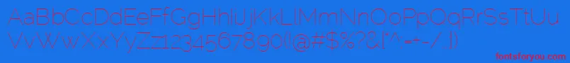RalewayThin-Schriftart – Rote Schriften auf blauem Hintergrund