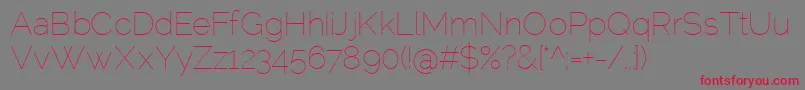 RalewayThin-Schriftart – Rote Schriften auf grauem Hintergrund