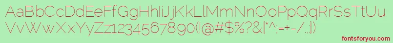 RalewayThin Font – Red Fonts on Green Background