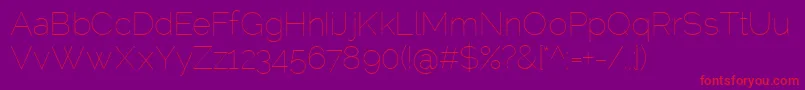 RalewayThin-Schriftart – Rote Schriften auf violettem Hintergrund