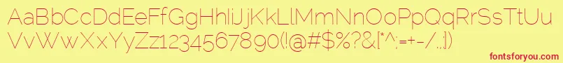RalewayThin Font – Red Fonts on Yellow Background