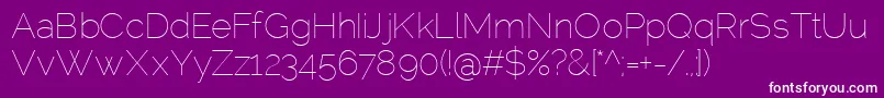 RalewayThin-Schriftart – Weiße Schriften auf violettem Hintergrund
