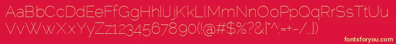 フォントRalewayThin – 黄色の文字、赤い背景