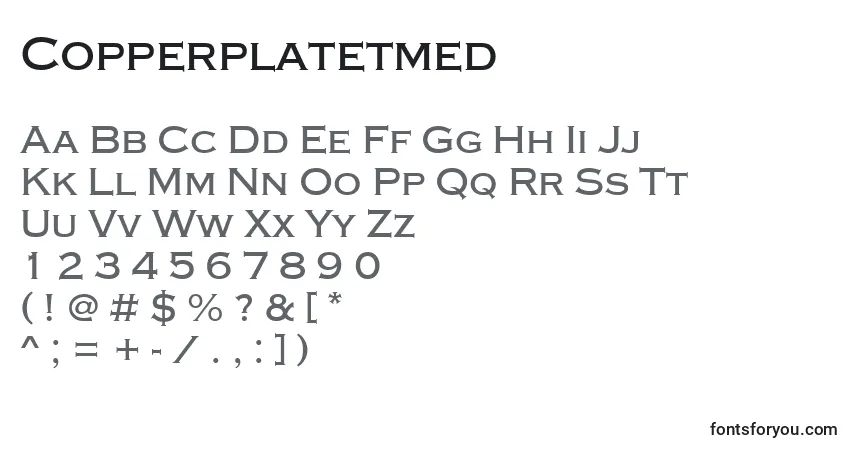Czcionka Copperplatetmed – alfabet, cyfry, specjalne znaki