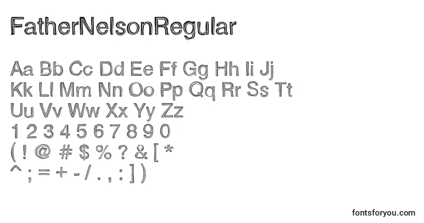 A fonte FatherNelsonRegular – alfabeto, números, caracteres especiais