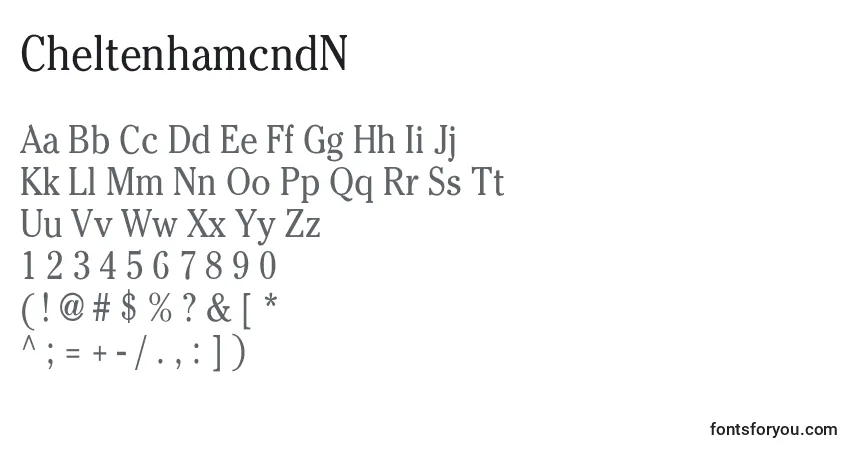 A fonte CheltenhamcndN – alfabeto, números, caracteres especiais