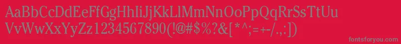 CheltenhamcndN-Schriftart – Graue Schriften auf rotem Hintergrund