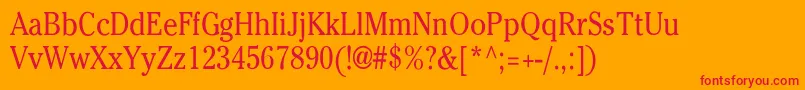 CheltenhamcndN-Schriftart – Rote Schriften auf orangefarbenem Hintergrund
