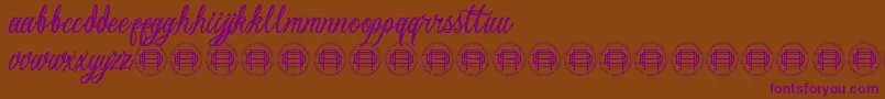 MementoMoriDemo-Schriftart – Violette Schriften auf braunem Hintergrund