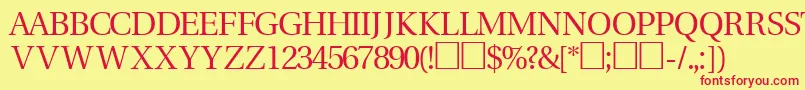 VeracitytitlingcapssskRegular Font – Red Fonts on Yellow Background