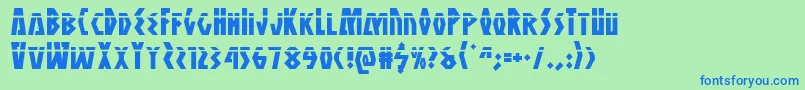 フォントAntikytheralaser – 青い文字は緑の背景です。