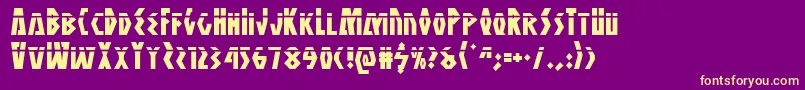 フォントAntikytheralaser – 紫の背景に黄色のフォント