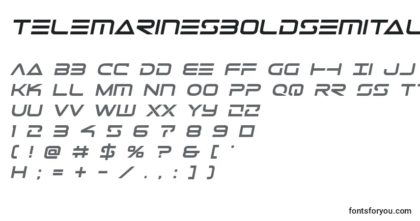 Czcionka Telemarinesboldsemital1 – alfabet, cyfry, specjalne znaki